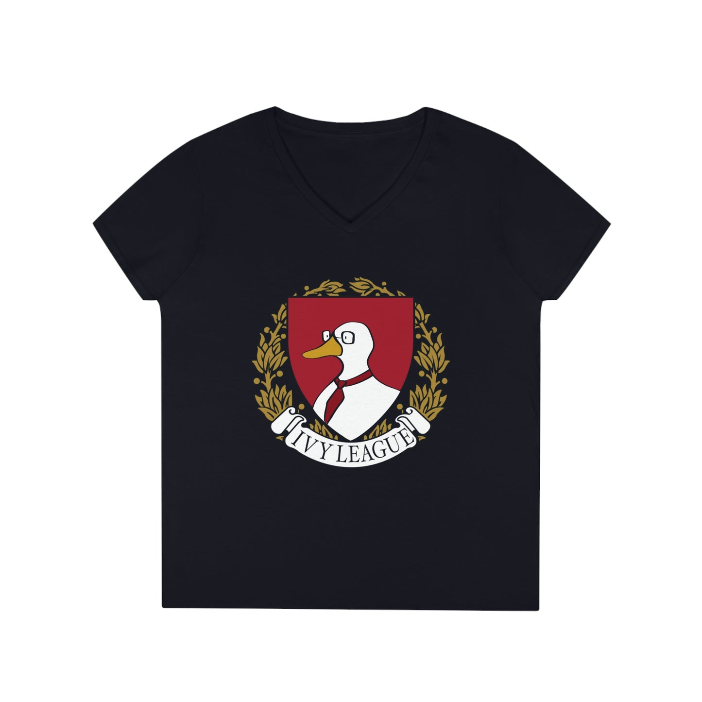 Ivy league Ladies' V-Neck T-Shirt (Black or White Available)